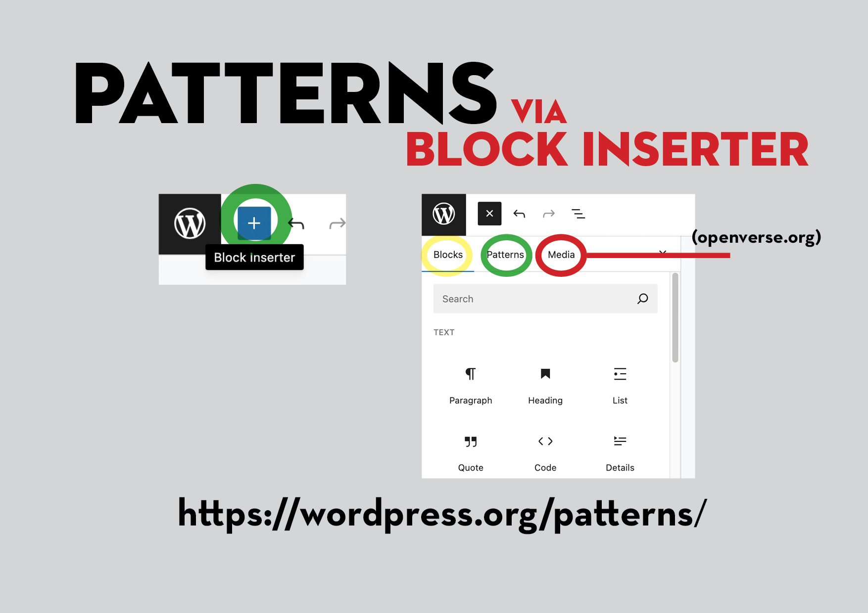 patterns via block inserter